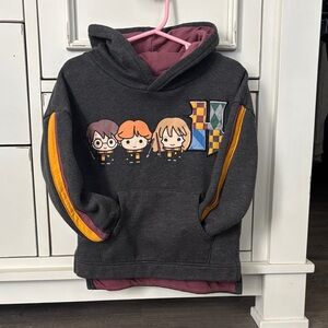 Kids Dark Gray Hoodie with Cartoon Characters